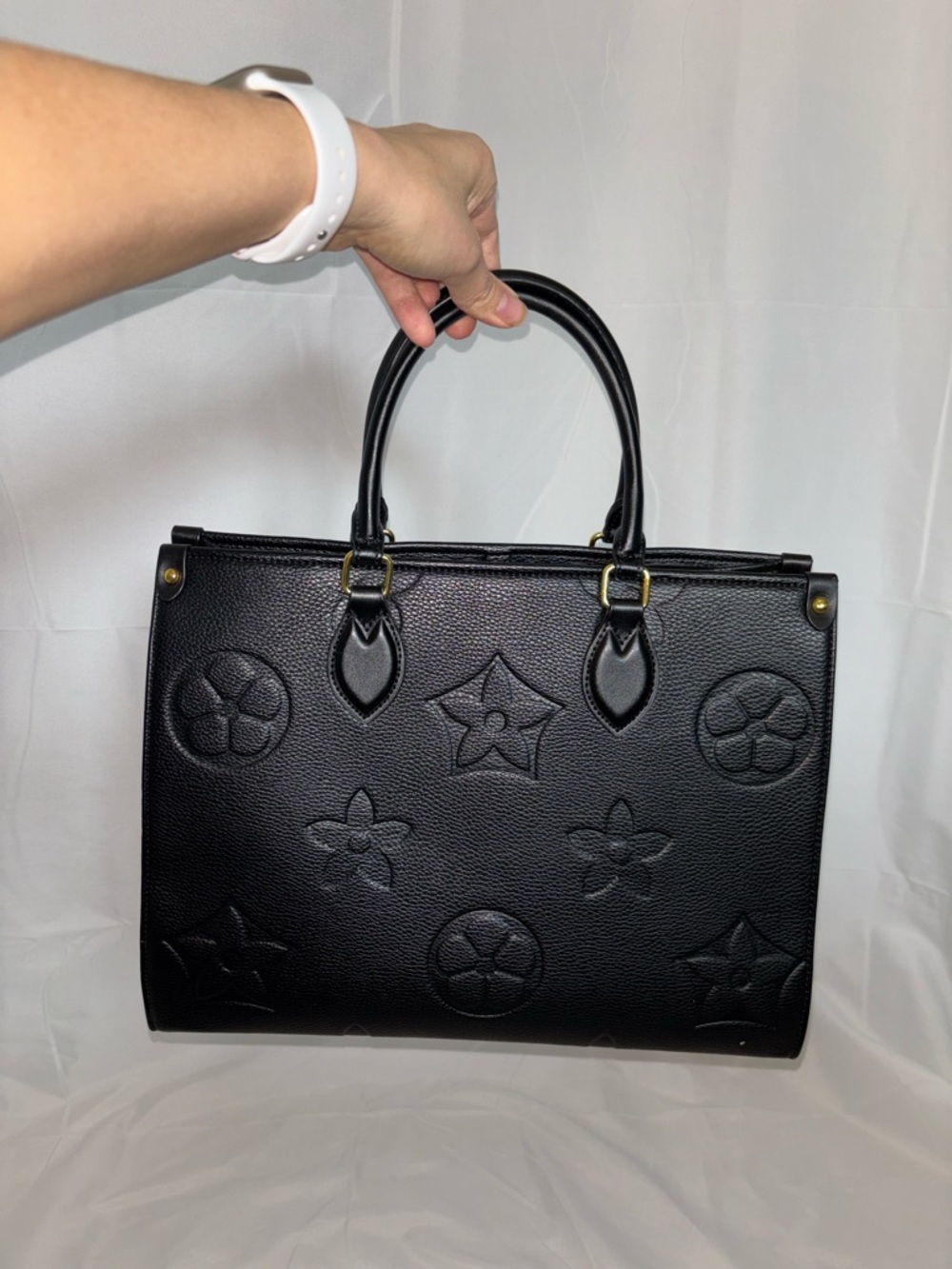 New Black Embossed Tote bag